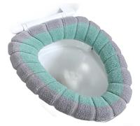 Funda para asiento de inodoro de invierno, forro polar de felpa gruesa y cálida con asas, lavable, almohadilla suave para baño, hogar, temporada fría, comodidad, color verde (K)