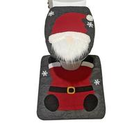 Funda para asiento de inodoro de Papá Noel navideño, funda para asiento y alfombrilla navideña, juego de baño, decoración del hogar, funda para asiento de inodoro de gnomo antideslizante para Navidad
