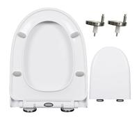 Funda para asiento de inodoro de polipropileno de cierre suave, asientos de inodoro en forma de U con bisagra de acero inoxidable, tapa universal sin golpes, fácil de instalar y limpiar, alargada