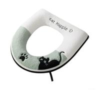 Funda para asiento de inodoro en forma de U con cremallera de circunferencia completa para una adherencia fiable del asiento en inodoros estándar, tela de felpa de poliéster, unidad lavable (verde)