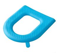Funda para asiento de inodoro fabricada con silicona para inodoros en forma de U O V que se adapta a las curvas, cobertura completa, borde elástico que evita resbalones (azul)