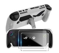Funda para ASUS Rog Xbox Ally X & Rog Xbox Ally con 2 Piezas Protector de Pantalla Cristal Templado Consola de Juegos Cover Protectora Silicone Portátil con Soporte de TPU Que Absorbe los Golpes