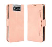 Funda para ASUS Zenfone 7,Retro Magnetic Flip Case,Diseño de Cartera de Cuero PU con Ranuras para Tarjetas extraíbles -Pink
