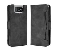 Funda para ASUS Zenfone 7,Retro Magnetic Flip Case,Diseño de Cartera de Cuero PU con Ranuras para Tarjetas extraíbles -Black