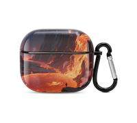 Funda para auriculares Bluetooth Fiery Canyon, a prueba de golpes, carcasa rígida de policarbonato, cobertura completa, compatible con carga inalámbrica y Airpods (3ª generación) con hebilla de