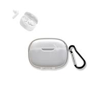Funda para auriculares Bluetooth para JBL Wave Beam2 con mosquetón protector de TPU transparente, resistente a los arañazos, a prueba de golpes, a prueba de caídas, antisísmico, cordón de bloqueo