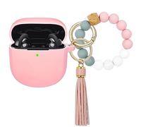 Funda para auriculares Bose QuietComfort II, exterior de silicona protectora, funda Bluetooth inalámbrica Bose, funda suave con llavero de pulsera para un transporte cómodo (rosa)