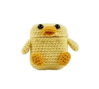 Funda para auriculares inalambricos con Interior de Silicona y Crochet por Fuera con Forma de Pato, Amarillo