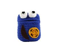 Funda para auriculares inalambricos interior de Silicona y crochet por fuera con forma de Monstruo de Las Galletas, Azul