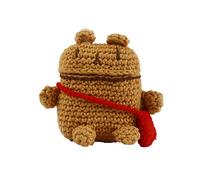 Funda para Auriculares inalambricos Interior de Silicona y Crochet por Fuera con Forma de Oso, marrón