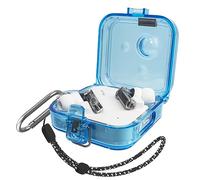 Funda para auriculares Nothing Ear 2,MOWYEOK Transparente TPU Carcasa de cuerpo entero a prueba de golpes, compatible con Nothing Ear 2, con correa y llavero, azul transparente