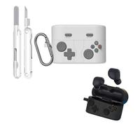 Funda para auriculares y kit de limpieza compatible con Sony WF-1000XM6, carcasa de silicona líquida estilo controlador de juego con mosquetón (gris piedra)