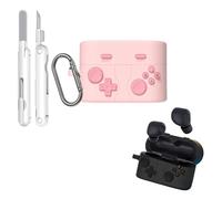 Funda para auriculares y kit de limpieza compatible con Sony WF-1000XM6, carcasa de silicona líquida estilo controlador de juego con mosquetón (rosa)