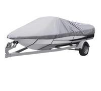 Funda para Barco con Correas de Sujeción 11-27 Pies Resistente 210D Grado Marino,Tela Oxford Impermeable con protección UV, Casco en V Runabout Jumbo Boat Speedboat Fishing Ski Boat (Gray, 20-22FT)