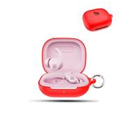 Funda para Beats Powerbeats Fit Wireless Headphones,daunke Soft Silicona, Funda de Silicona Suave con Hebilla Redonda, Protección Completa, Rojo