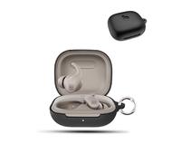 Funda para Beats Powerbeats Fit Wireless Headphones,daunke Soft Silicone Case Leather Case con Hebilla Redonda Protección Completa, Negro
