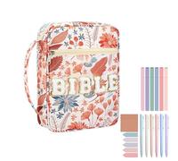 Funda para Biblia, bolsa de mano floral con cremallera, bolsa portadora de la Biblia, organizador protector grande con asas, bolsillos para mujeres, niñas, iglesia, viajes, uso al aire libre, 7.99 x