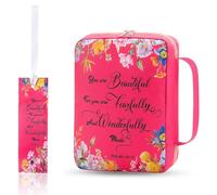 Funda para Biblia Estuches para Biblia de 10, 5x7 pulgadas para Mujer Bolso Floral con marcapáginas Asa de Tela Oxford Estuche de Transporte con múltiples Bolsillos de Gran Capacidad, Estilo 1