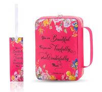 Funda para Biblia Estuches para Biblia de 10, 5x7 pulgadas para mujer Bolso floral con marcapáginas Estuche de transporte con múltiples bolsillos de gran capacidad con asa de tela Oxford, Estilo
