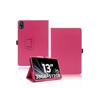 Funda para Blackview Mega 8 Tablet de 13 pulgadas, yystao de piel sintética, compatible con Blackview Tablet Mega 8 - Correa de mano, diseño con textura de piel, color rosa - rojo