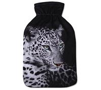 Funda para bolsa de agua caliente con funda de impresión fotográfica para todo tipo de botellas de agua caliente de 2 litros, en muchas variaciones (selección: leopardo)