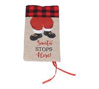 Funda para Botella de Champagne, Cubierta de Tela con Diseño Navideño de Santa Claus, 35x15cm - Decoración Única, Reutilizable y Ligera, Ideal para Fiestas y Regalos Navideños (Cuadro rojo y negro)