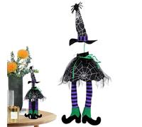 Funda para botella de vino de Halloween, soporte para botellas de vino de bruja de patas largas, cubierta de botella de vino de bruja para decoración del hogar, ver imagen, 1 count (Pack of 1), Unisex
