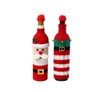 Funda para botella de vino de Navidad con sombreros adicionales, bolsas de vino de punto de Papá Noel rojo y blanco, decoración de Navidad, regalos de fiesta de X Mas, 2 piezas (Santa Claus +