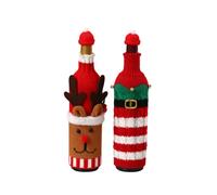 Funda para botella de vino de Navidad con sombreros adicionales, bolsas de vino de punto de Papá Noel rojo y blanco, decoración de Navidad, regalos de fiesta de X Mas, 2 piezas (campana pequeña + reno