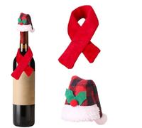 Funda para botella de vino de Navidad, funda festiva, sombrero, bonita decoración de botella de vacaciones, accesorios de vino de temporada, tapa de botella de Papá Noel, juego de vino decorativo