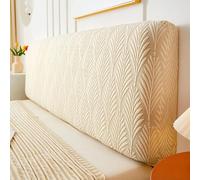 Funda para Cabecero De Cama, EláStica Jacquard-Hojas Funda Cabecero Cama, Lavable Universal Copri Testata Letto Matrimoniale,Beige,120cm