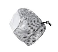 Funda para cabeza de gato para aseo y baño, malla de tela lavada gris pequeña, apertura ajustable para evitar mordeduras y maullidos, deja de lamer o comer, ideal para recortar uñas y aplicación de