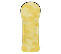 Funda para cabeza de golf con patrón de camuflaje de acuarela amarilla, funda impermeable de cuero de primera calidad con etiqueta de número para maderas y conductor Fairway Hybrid