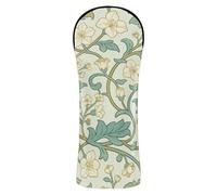 Funda para cabeza de golf con patrón de flor de pera blanca William Morris con etiquetas de números para conductor, maderas e híbridas para carro de golf