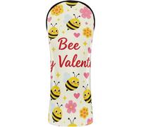Funda para cabeza de golf de cuero de primera calidad con etiqueta de número para conductor híbrido y Fairway Woods Bee My Valentine lindo romántico San Valentín abeja rubor