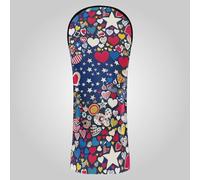 Funda para cabeza de palo de golf Independence con diseño de corazón decorado 4 de julio, piel sintética con etiqueta de número para conductor, maderas e híbridos