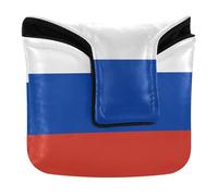 Funda para cabeza de putter de golf con diseño de bandera de Rusia Nacional azul y rojo con cierre magnético, funda para cabeza de putter para hombres y mujeres, piel sintética impermeable