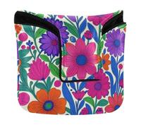 Funda para cabeza de putter para mazo con cierre magnético, fundas para la mayoría de las marcas de piel sintética, impermeable, arte popular mexicano, patrón bordado floral, patrimonio otomi