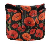 Funda para cabeza de putter para mazo con cierre magnético, fundas para la mayoría de las marcas de piel sintética, impermeable, naranja, amapola, flor, acuarela, floral