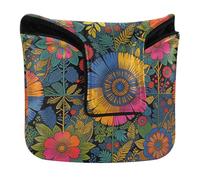 Funda para cabeza de putter para mazo con cierre magnético, fundas para la mayoría de las marcas de piel sintética, impermeable, arte popular mexicano, patrón bordado floral, patrimonio otomi