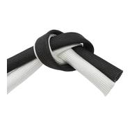Funda para Cables Tubo de Fibra Vidrio Blanco/Negro 600 °C, 1 mm a 40, con Funda Trenzada química Alta Temperatura, Protector tubería Alambre Blando para gestión de Cables(Black,ID 14mm)
