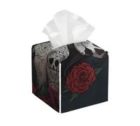 Funda para caja de pañuelos de cuero con estampado de chica muerta, organizador plegable, fácil almacenamiento y funda decorativa para caja de pañuelos