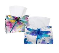 Funda para caja de pañuelos de libélula azul acuarela con salpicaduras de pintura, soporte rectangular para pañuelos, dispensador de servilletas faciales decorativo para baño, cocina, mesa de café