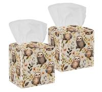 Funda para caja de pañuelos de perezoso de primavera, paquete de 2 unidades, de piel sintética, cuadrado, dispensador de pañuelos faciales, soporte para caja dispensadora de pañuelos faciales,
