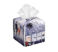 Funda para caja de pañuelos de piel con diseño de árbol de la ciudad de París, torre Eiffel, organizador plegable para baño, sala de estar, escritorio, oficina, coche y más