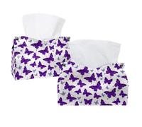 Funda para caja de pañuelos, soporte rectangular para pañuelos faciales, contenedor de almacenamiento para baño, tocador, mesilla de noche y oficinas, bonitas mariposas moradas sin costuras