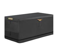 Funda para caja de terraza para exteriores con cremallera impermeable, 600D resistente para patio, jardín, caja de almacenamiento con 2 tiras reflectantes y correa de hebilla resistente al viento de