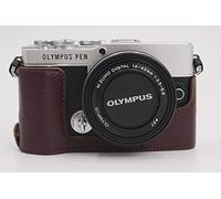 Funda para cámara E-P7, Zakao de piel auténtica auténtica con abertura en la parte inferior, funda para cámara con correa de mano, funda protectora para Olympus PEN E-P7 EP7 (café)