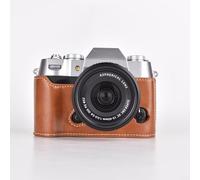 Funda para cámara Fujifilm XT50 de cuero PU - Cubierta de medio cuerpo para protección a prueba de golpes - Carcasa marrón (marrón)