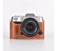 Funda para cámara Fujifilm XT50 de piel sintética, carcasa vintage de medio cuerpo con interior de franela, funda protectora marrón (marrón)